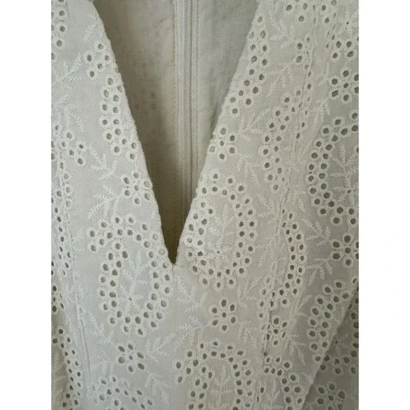 Boden white eyelet ruffle midi dress Size 6 R Spring Summer Dress - Picture 3 of 10